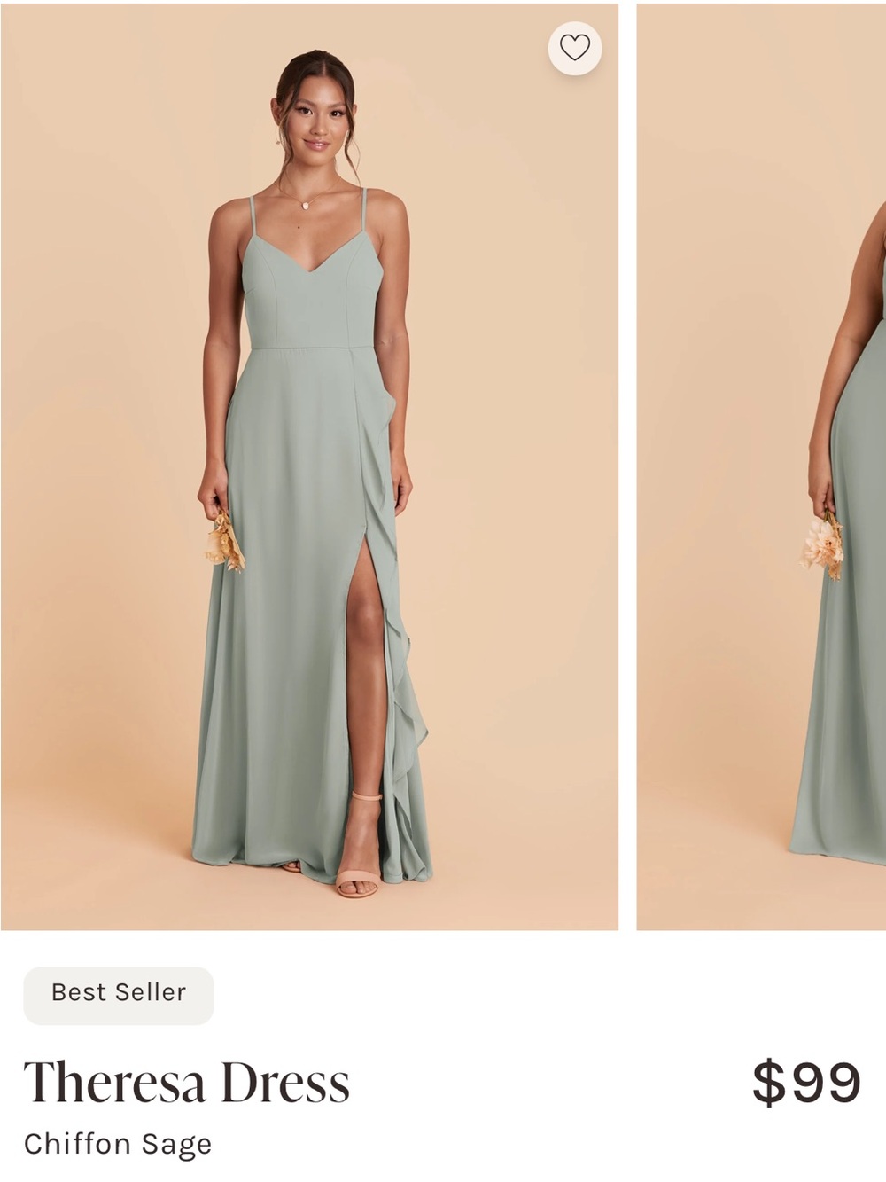 Birdy Grey Sage Maxi Dress with Side Ruffle Slit